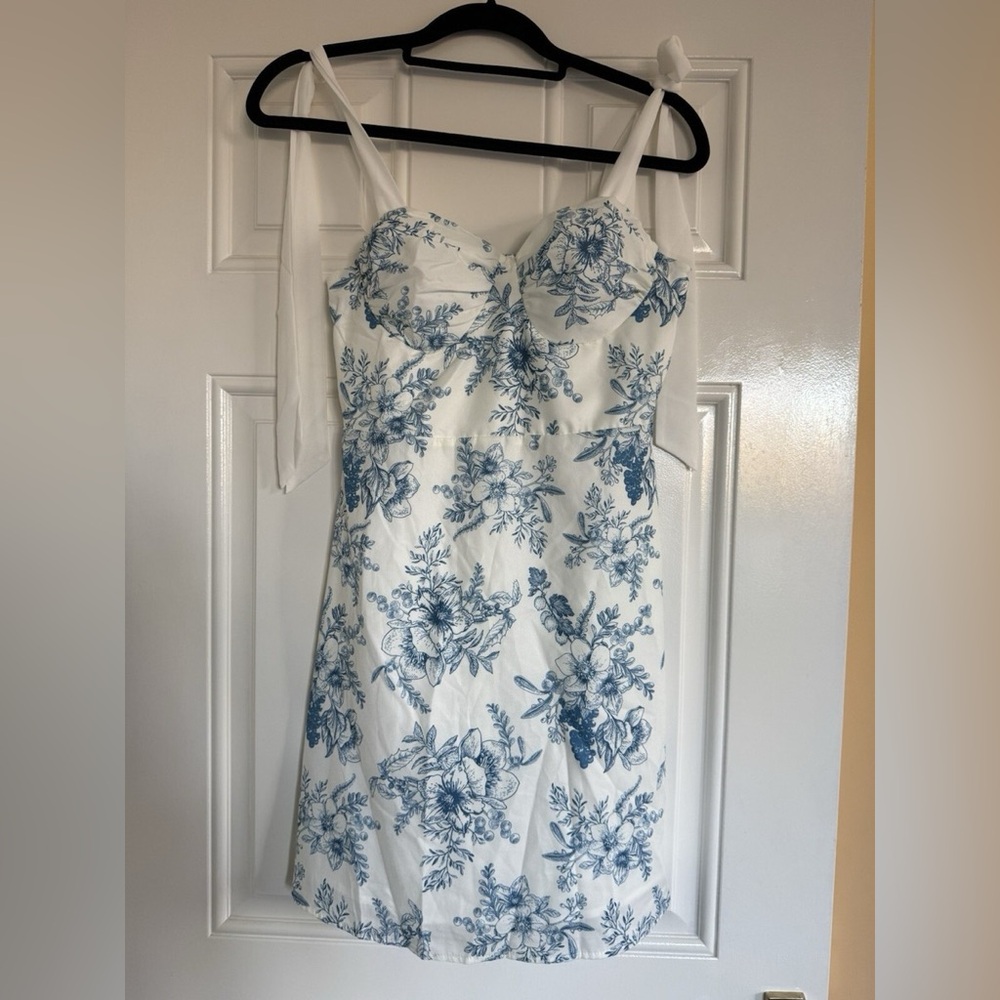 Floral Blue and White Dress